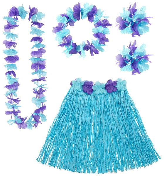 Conjunto de disfraz de niña de Hawaii azul
