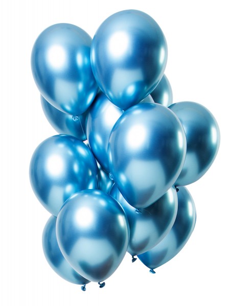 12 globos de látex azules brillantes