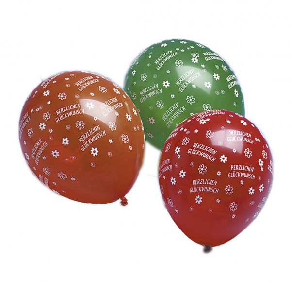 5 bunte Herzlichen Glückwunsch Luftballons