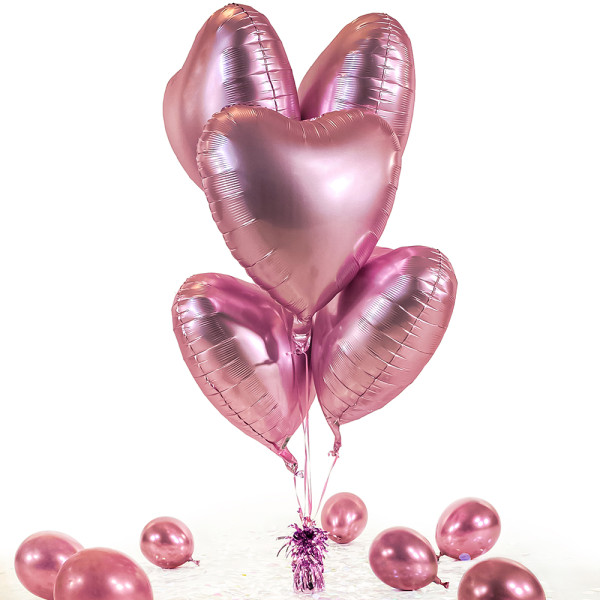 5 Heliumballons in der Box Blush Heart matt