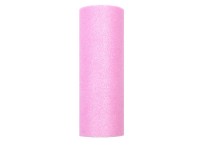 Oversigt: Glitter tulle Estelle pink 9m x 15cm