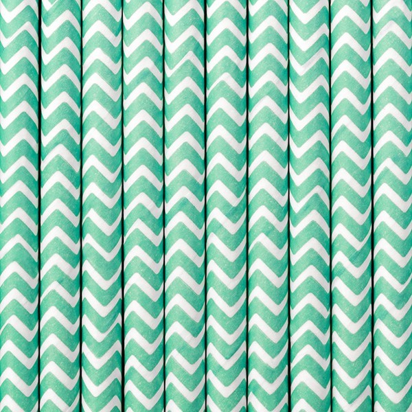 10 pailles en papier zigzag bleu Tiffany 2