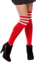 Red and white college girl knee socks