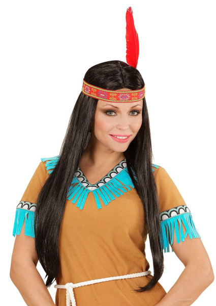 Parrucca donna indiana Ayala con piuma