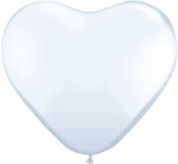 6 ballonger hjärtform vit 12cm