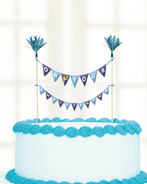 Christening Day cake decoration blue