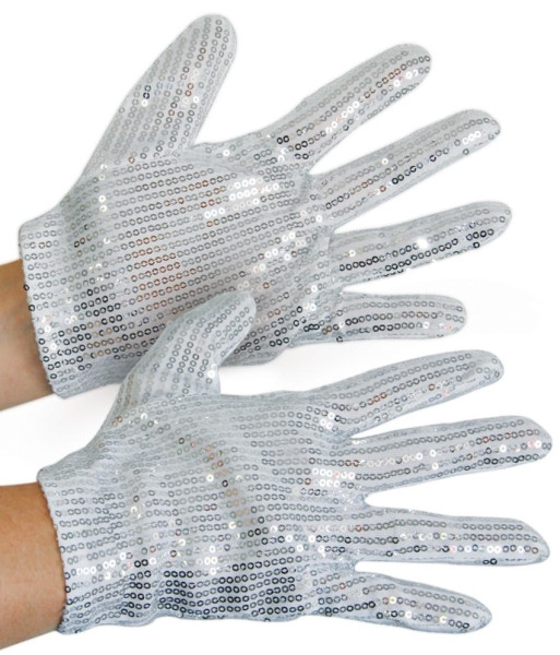 Sequin gloves silver