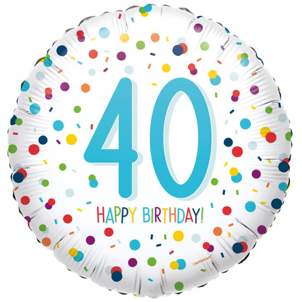 40th birthday confetti foil balloon 45cm