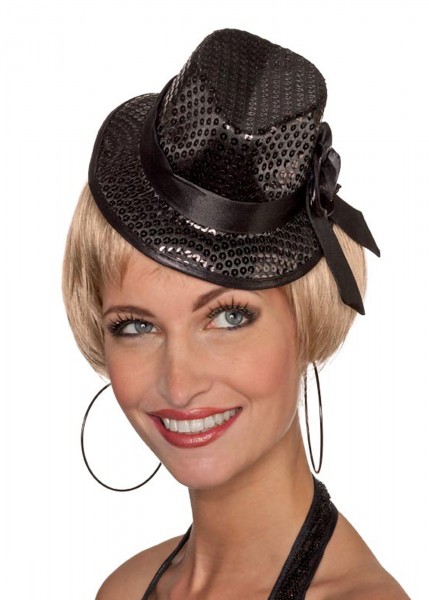 Mini hat with sequins black