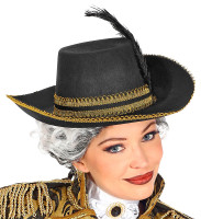 Preview: Musketeer hat in black and gold for adults