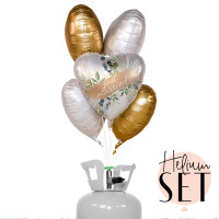 Vorschau: Wedding Natural Frame Ballonbouquet-Set mit Heliumbehälter
