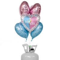 Vorschau: Gender Party Ballonbouquet-Set mit Heliumbehälter