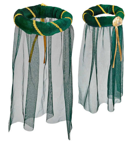 Couronne de cheveux médiévale avec voile vert