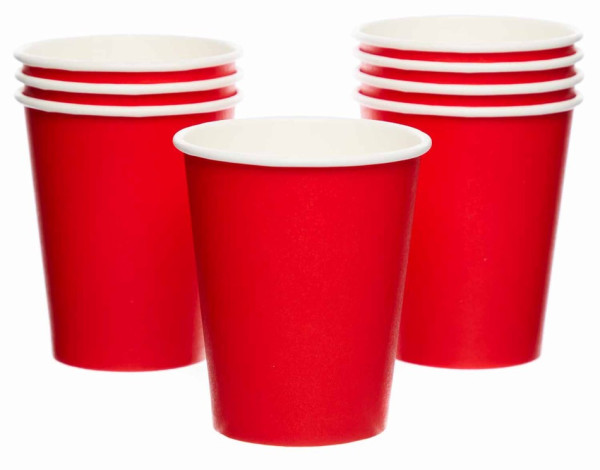 8 red paper cups 227ml