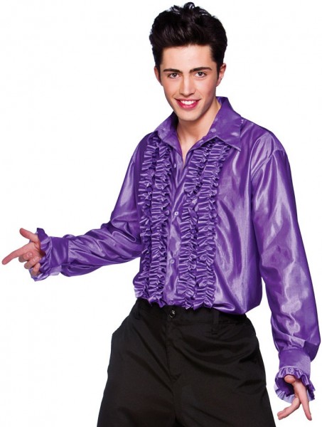 Disco glamor ruffled shirt purple