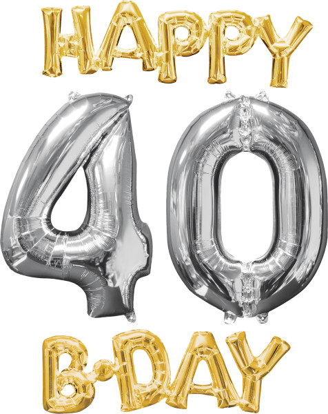 Palloncini Foil Happy 40 Birthday 4 pieces