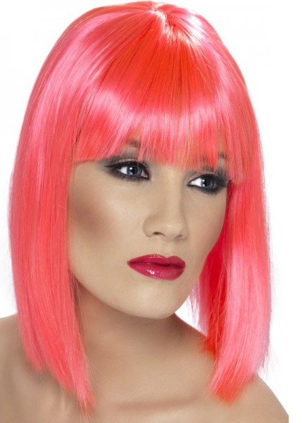 Pastel pink long bob party wig