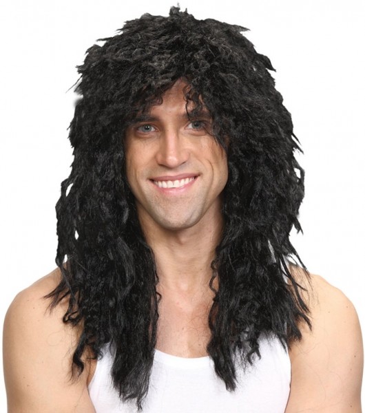 Black 80s rock star wig