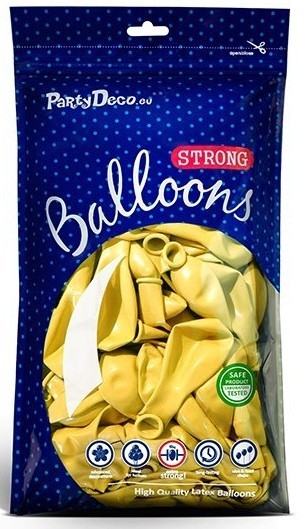 10 Partystar metalliske balloner citrongul 30 cm