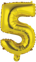 Zahl 5 goldener Folienballon 40cm
