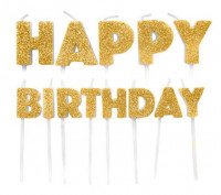 Happy Birthday Tortenkerzen gold 13-teilig