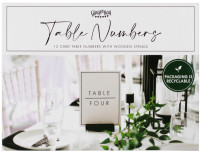 Widok: Weselne czarno-białe numery stołów 1-12