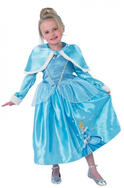 Skinnende lyseblå cinderella kjole til børn