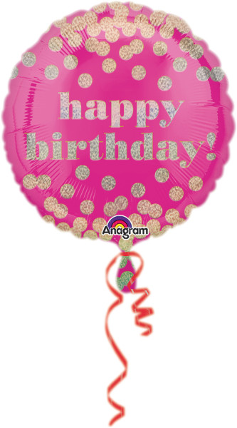 Geburtstagsballon mit glitzernden Punkten pink
