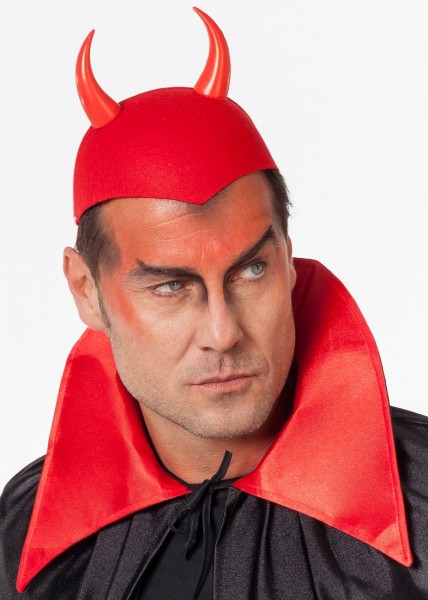 Red devil cap with horns