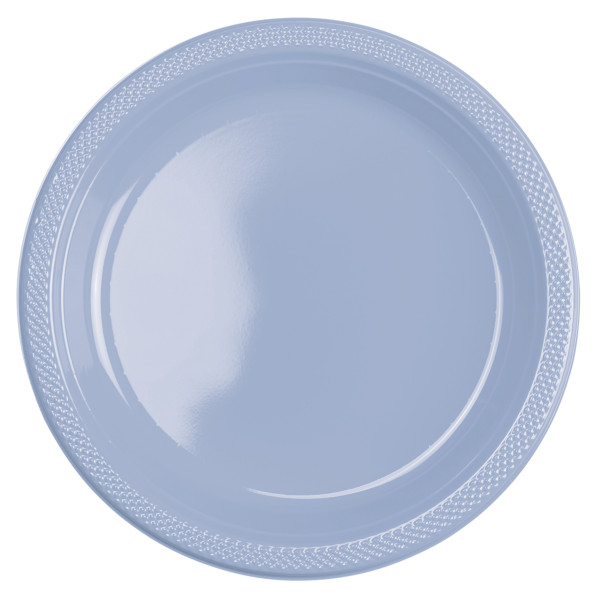 10 platos de plástico azul pastel 23cm