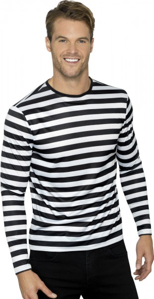 Black and white striped long-sleeved shirt