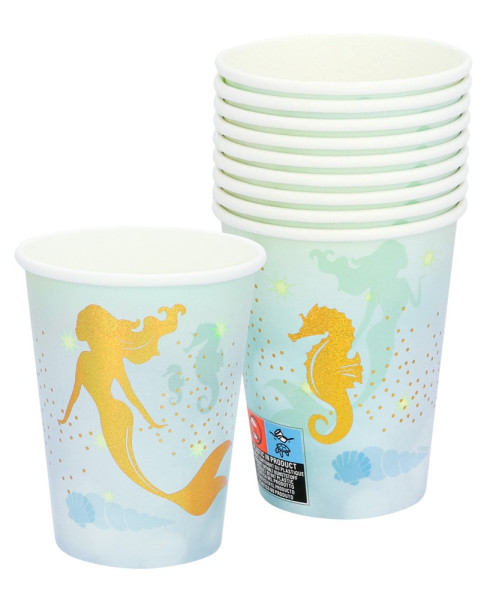 10 golden mermaid paper cups