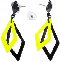 Neon diamanten oorbellen geel-zwart