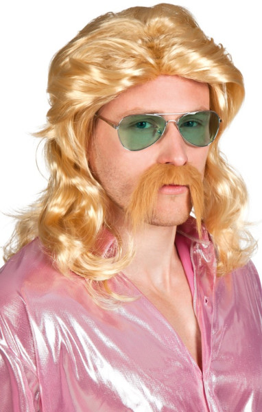Blonde Horst mullet wig with beard