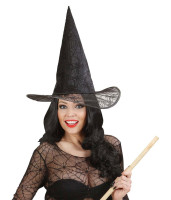 Vista previa: Sombrero de halloween bruja telaraña brillo