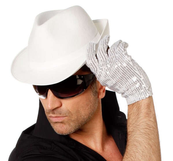 Hvid gangster fedora hat