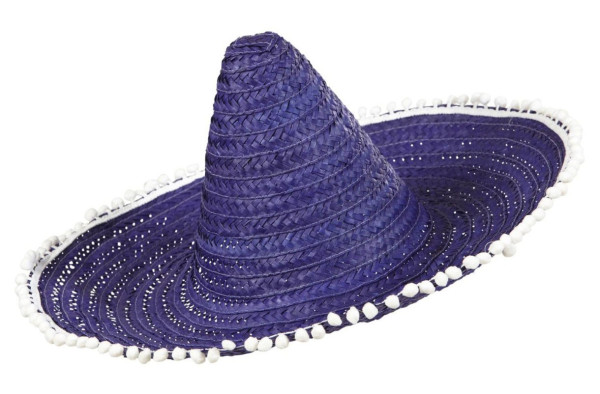 Fioletowa sombrero z pomponami 50 cm