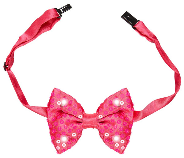 Pink LED sequin bow tie