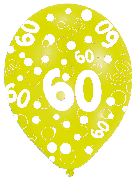 6 balonów bąbelkowych 60 urodziny kolorowe 27,5 cm 3