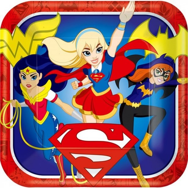 8 DC super heroines paper plates 23cm