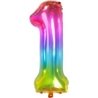 Vorschau: Zahl 1 Super Rainbow Folienballon 86cm
