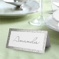 50 glittering silver wedding place cards