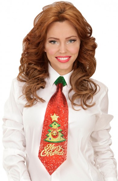 Cravatta natalizia glitterata con motivo abete 3