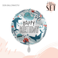 Vorschau: Under The Sea Birthday Ballonbouquet-Set mit Heliumbehälter