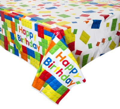 Building block Birthday tablecloth 2.13 x 1.37m