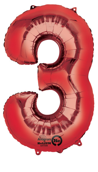 Number balloon 3 red 88cm