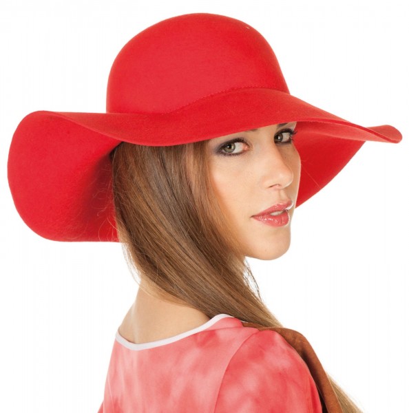 Röd filtfloppig hatt