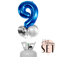 Vorschau: XXL Zahl 9 Blau Ballonbouquet-Set mit Heliumbehälter