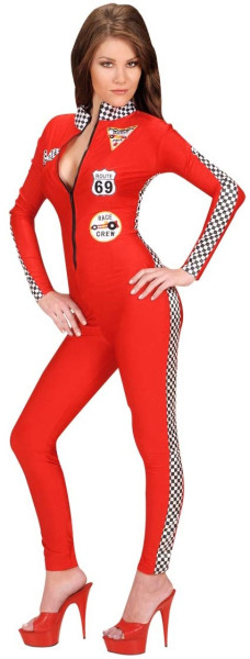 Reizend rotes Rennfahrerin Damen Kostüm