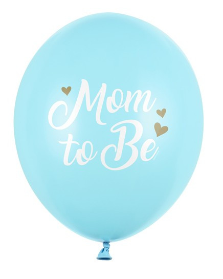 6 blue mom to be balloons 30cm